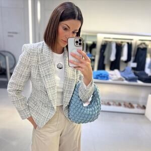NWT Zara Double Breasted Textured Weave Cropped Jacket Blazer.